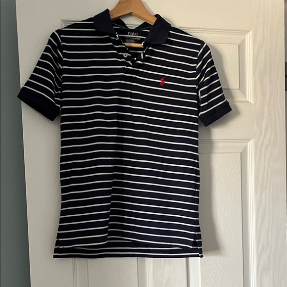 Ralph Lauren Navy and White Striped Polo - Picture 1 of 2
